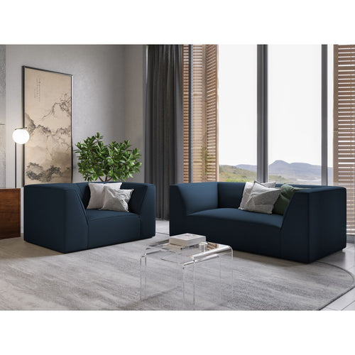 Cosmopolitan Design - Fauteuil Siena structurele stof marineblauw - 92x120x69cm
