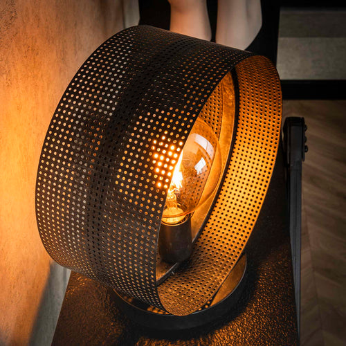 Giga Meubel Tafellamp Ring - Zwart Metaal - 1-Lichts - 30x20x33cm - vtwonen shop