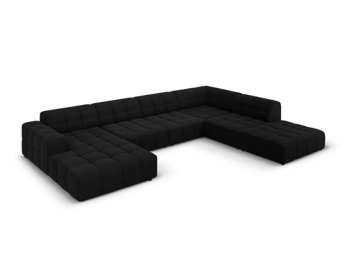 Cosmopolitan Design Panoramische hoekbank rechts Chicago 7-zits, flueel zwart - 263x375x78cm