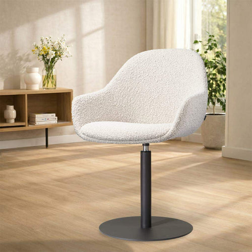 Nolon Niva-Mae tulp eetkamerstoel bouclé beige - zwart onderstel