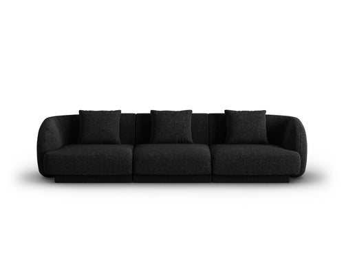 Cosmopolitan Design Bank Tulum 3-zits, chenille, zwart - 90x255x70cm