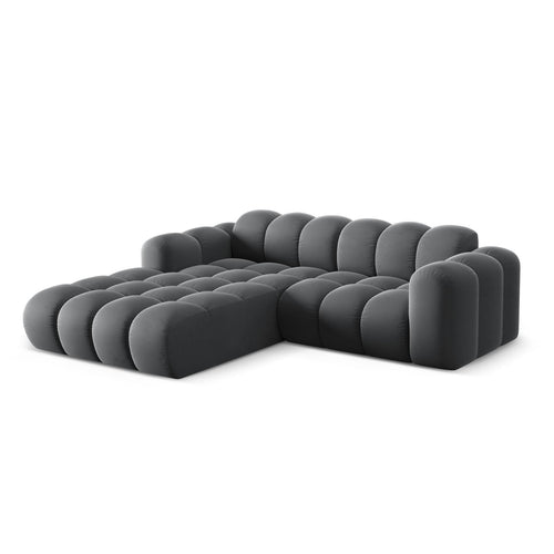 Cosmopolitan Design - Linker hoekbank Treno 3-zits, flueel grijs - 184x240x70cm