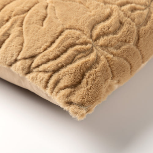 RAMIRA - kussenhoes 45x45 cm - bontlook - bloemmotief - Nougat - bruin