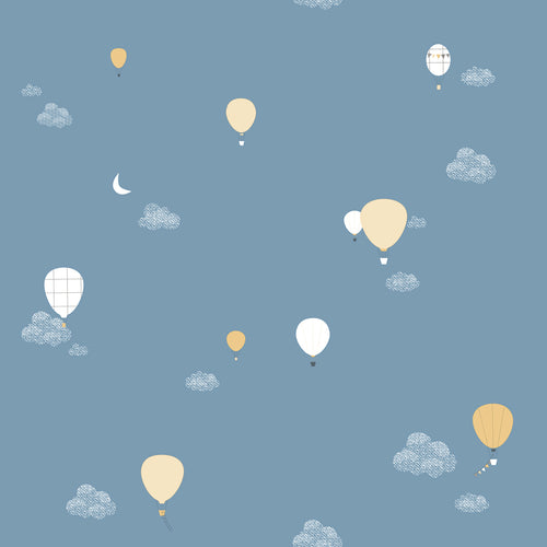 Sanders & Sanders behang luchtballonnen donkerblauw - 53 cm x 10 m - 640287