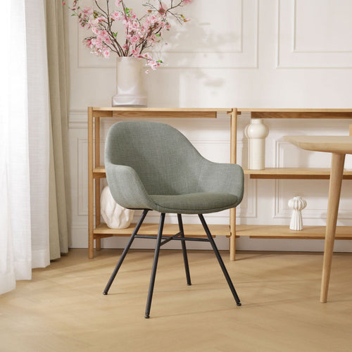 Nolon Noa-Mae Eetkamerstoel Saliegroen - Armleuning - Zwarte Poten - vtwonen shop