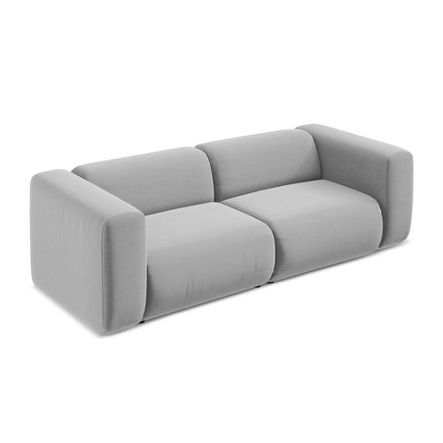LaMiaSofa 3-zits bank Bari - velours - grijs - 228x89x70