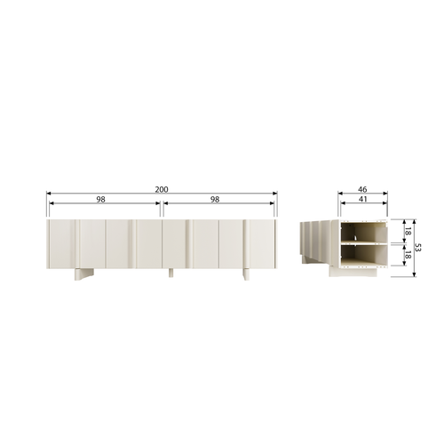 WOOOD tv-Meubel 200 cm & smalle kast 40 cm Basu - Grenen - Dust - 53x200x46/210x40x42 - vtwonen shop