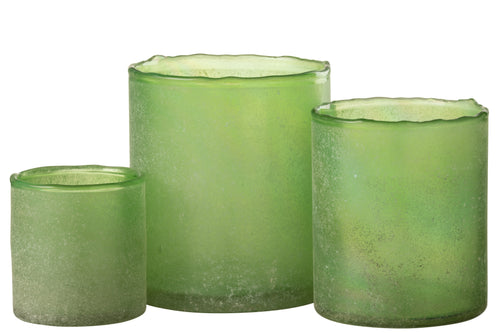 J-Line theelichthouder Ruby - glas - groen - 3 stuks - vtwonen shop