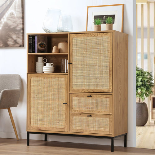 Calicosy - JAYA Hoog dressoir - Licht hout - 40x100x120 cm
