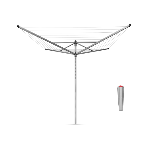 Brabantia Droogmolen Lift-O-Matic, 40 meter met metalen grondanker, doorsnede 45 mm - Metallic Grey