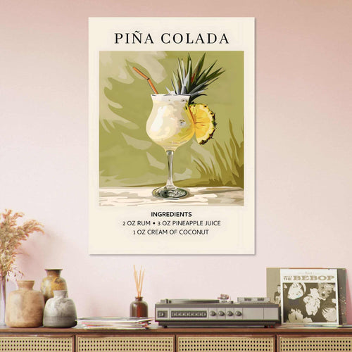 Artfulprints  Piña Colada cocktail - Ingrediënten   poster 50x70 cm - vtwonen shop