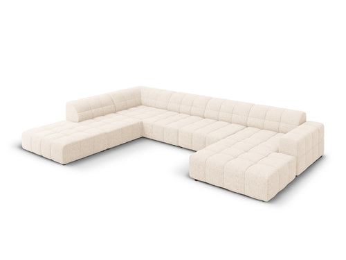 Cosmopolitan Design Panoramische hoekbank links Chicago 7-zits, chenille lichtbeige - 263x375x78cm