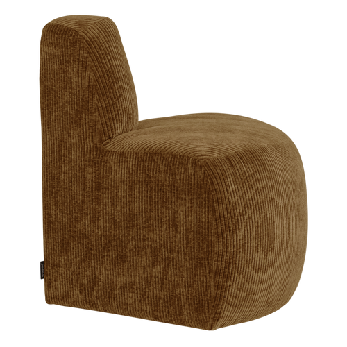 WOOOD eetbank hoek rond rugleuning Mojo Base - Rib - Honinggeel - 83x76x76