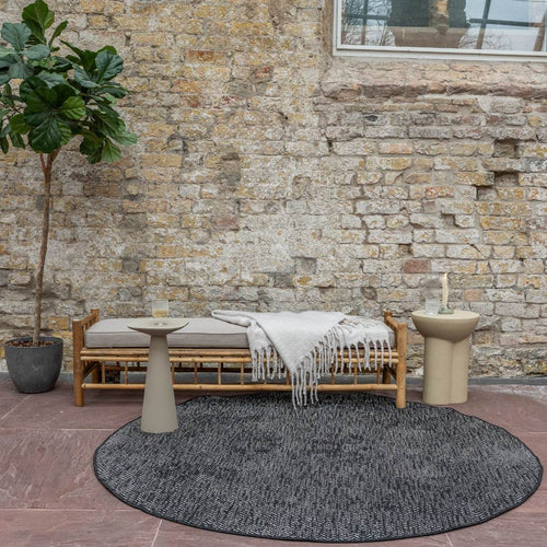 Eva Interior Buitenkleed Dahl Rond - Zwart - Dubbelzijdig - 200 x 200 cm