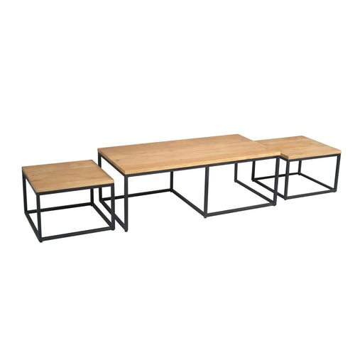 Starfurn Salontafel Dakota - Rechthoekig Naturel Hout - Set van 3