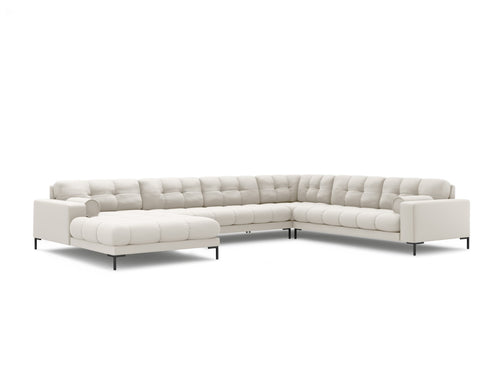 Cosmopolitan Design Panoramische hoekbank rechts Bali 7-zits, structurele stof, lichtbeige - 256x327x75cm