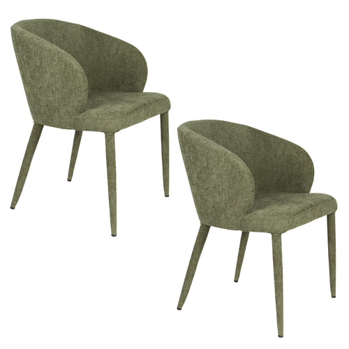 Housecraft Living Tamsin Eetkamerstoelen Gestoffeerd Groen - Set van 2 - vtwonen shop