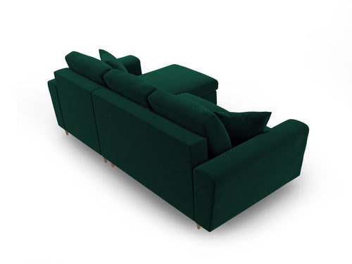 Cosmopolitan Design Omkeerbare converteerbare hoekbank met opbergdoos Kyoto 4-zits, flueel flessengroen - 145x241x88cm