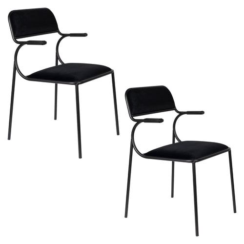 Zuiver Alba Eetkamerstoelen met armleuning Zwart/Zwart - Set van 2 - vtwonen shop