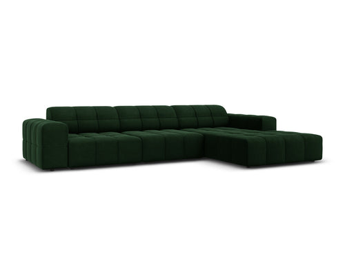 Cosmopolitan Design rechter hoekbank Chicago 4-zits, flueel flessengroen - 167x294x78cm