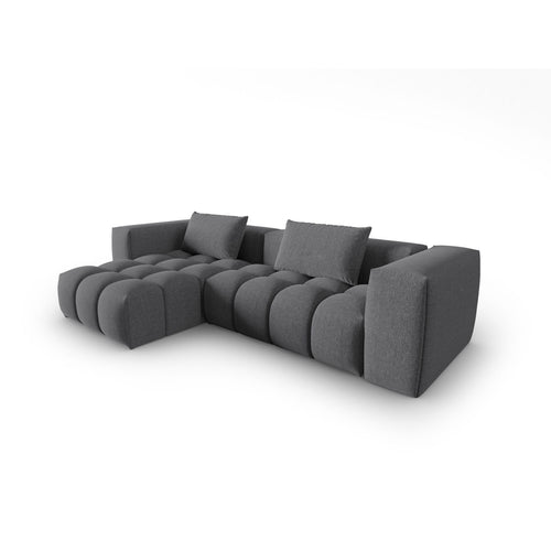 Cosmopolitan Design - Modulaire hoekbank links Verona 3-zits, structurele stof grijs - 145x260x70cm