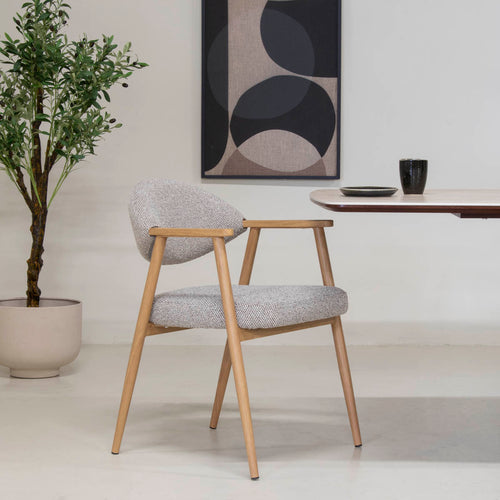 DÉJA Living Eetkamerstoel Karup - Taupe/Naturel - Set van 2 - vtwonen shop