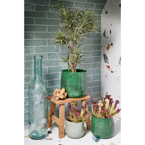 Mica Decorations Benson Bloempot - H22 x Ø24 cm - Metaal - Lichtgrijs