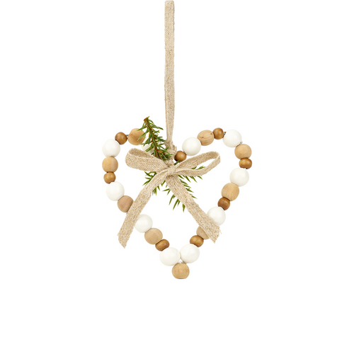 Sia Deco Kersthanger Harten - bruin, groen en beige - hout - H11 - vtwonen shop