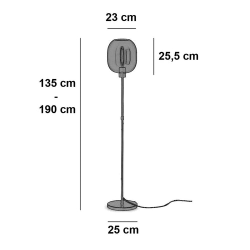 Highlight vloerlamp Bellini - 1 lichts - 25  x 170   cm - zwart
