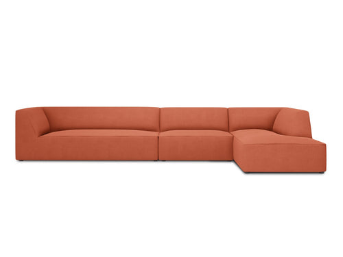 Micadoni rechter hoekbank Ruby 5-zits, structurele stof, koraal - 180x366x69cm
