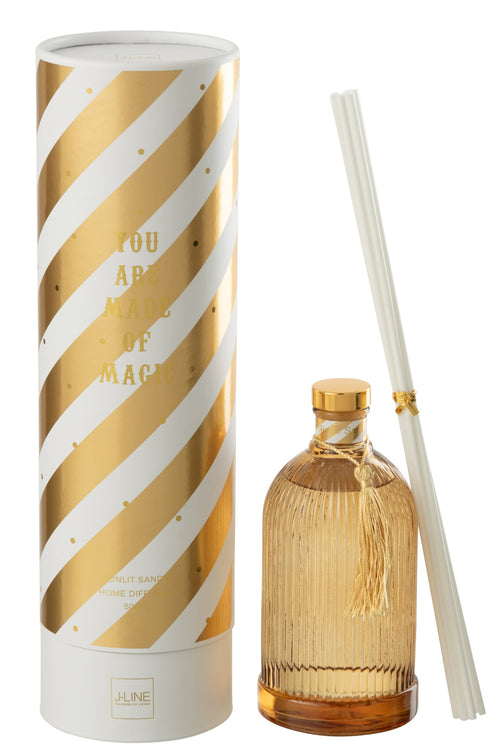 J-Line geurstokjes Magic - Sunlit Sands - glas - wit/goud - large