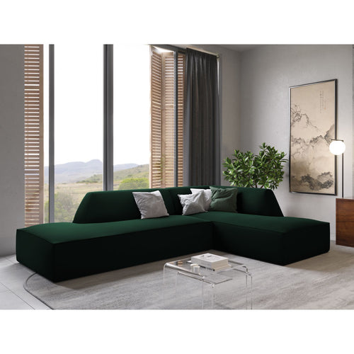 Cosmopolitan Design - Modulaire hoekbank rechts Siena 4-zits, flueel flessengroen - 180x273x69cm