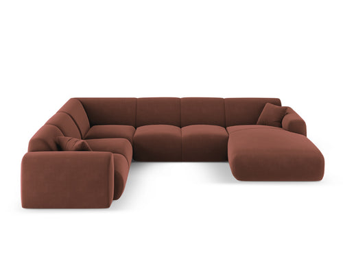 Cosmopolitan Design Panoramische hoekbank links Nolio 6-zits, flueel leer - 252x342x72cm
