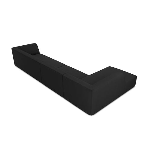 Cosmopolitan Design - Modulaire hoekbank links Siena 5-zits, structurele stof zwart - 180x366x69cm