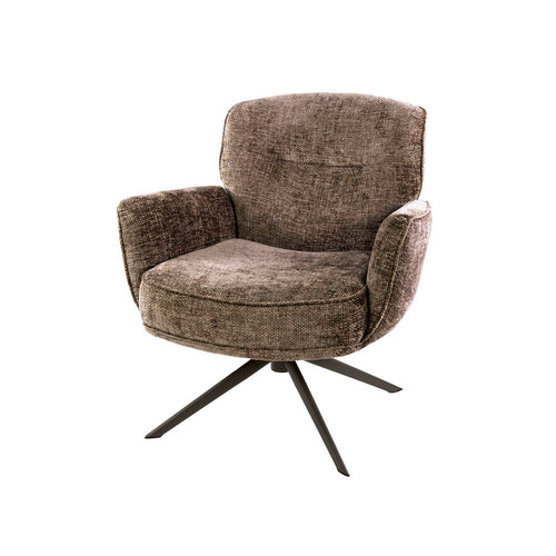 Giga Meubel Fauteuil Forza Hoven Champagne/Bruin – Draaibaar – Polyester – 75x79x83 cm