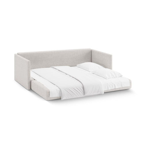 Cosmopolitan Design - Converteerbare bank Shannon 3-zits, structurele stof lichtbeige - 94x209x87cm