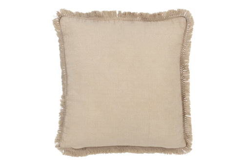J-Line kussen Borduurwerk Bloemen + Franjes - katoen - beige - vtwonen shop