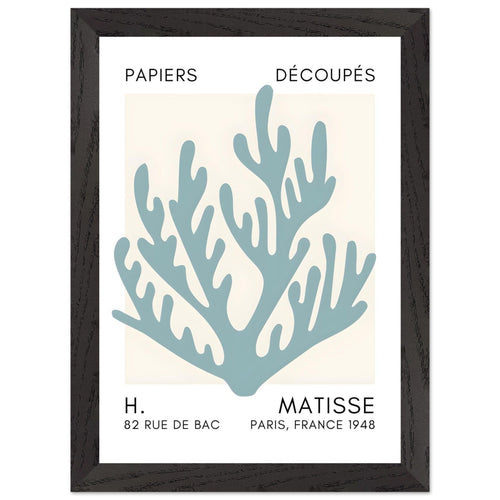 Artfulprints Poster met Lijst Matisse – Coral harmony turquoise   - A4 21x29.7 cm - Turquoise