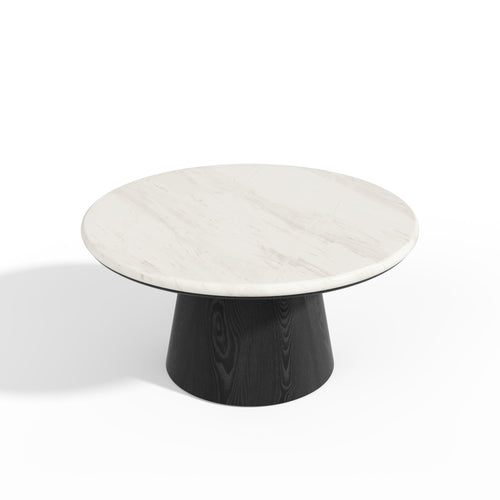 Premium Interiors - Salontafel VERO - multiplex en marmer wit marmer en zwart hout 80cm
