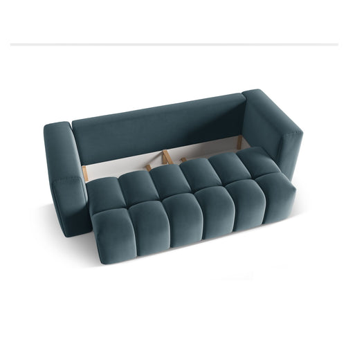 Cosmopolitan Design - Slaapbank met opbergdoos Verona 3-zits, flueel pastelblauw - 98x252x85cm