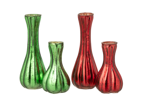 J-Line vaas Soliflore - verre - rood/groen - large - 2 stuks