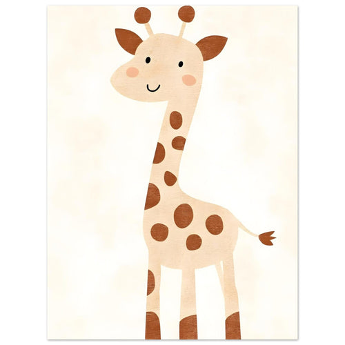 Artfulprints Poster Mama giraffe   - 30x40 cm - Geel