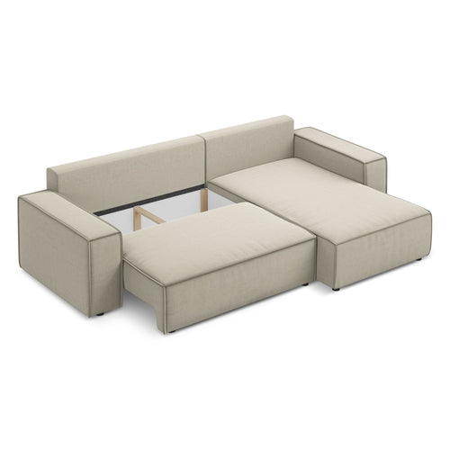 LaMiaSofa hoekbank rechts Livorno - velours - parel - 290x185x82