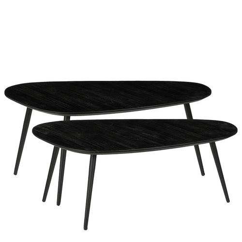 Mica Decorations Jailey Bijzettafel - Set van 2 - L84 x B39 x H39 cm - Gerecycled Hout - Zwart