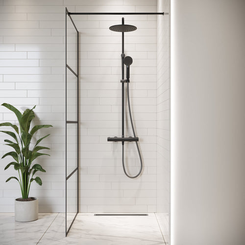 Badplaats Douchewand Essos 50 x 200 cm – Zwart – Inloopdouche 8 mm Veiligheidsglas