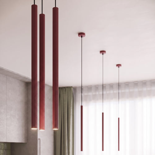 Sollux Lighting Hanglamp ARCHE 2P bordeaux - 15x15x118cm