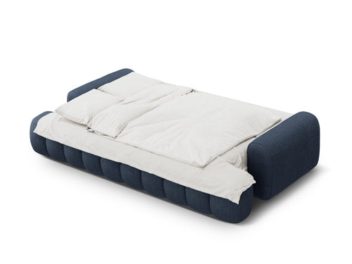 Cosmopolitan Design Slaapbank met opbergdoos Linz 4-zits, structurele stof donkerblauw - 100x250x84cm