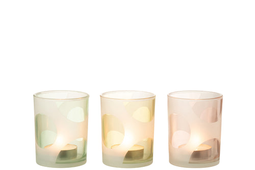 J-Line windlicht Ronden - glas - mix/pastel - medium - 3 stuks - vtwonen shop