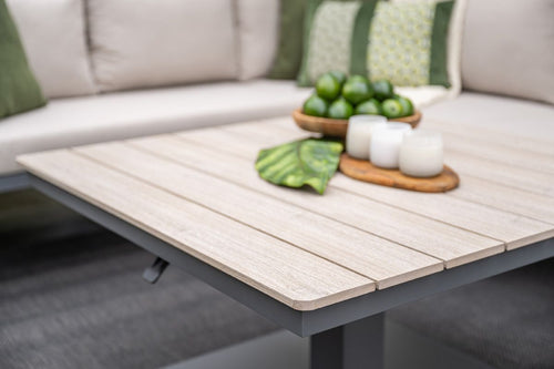 Cyprus tafel - in hoogte verstelbaar -100x100 cm - zwart-light teak - vtwonen shop