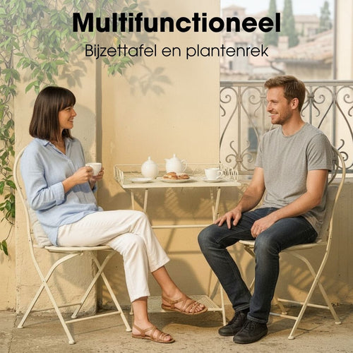Mica Decorations Marseille Tuintafel - Plantenrek 50 x 38 x 68 cm - Tuintafeltje Bijzettafeltje - Tuintafeltje Weerbestendig IJzer - Tafeltje voor